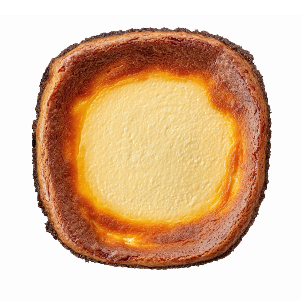 Delicious Creamy Baked Cheesecake with Golden Brown Edges and Smooth Texture png