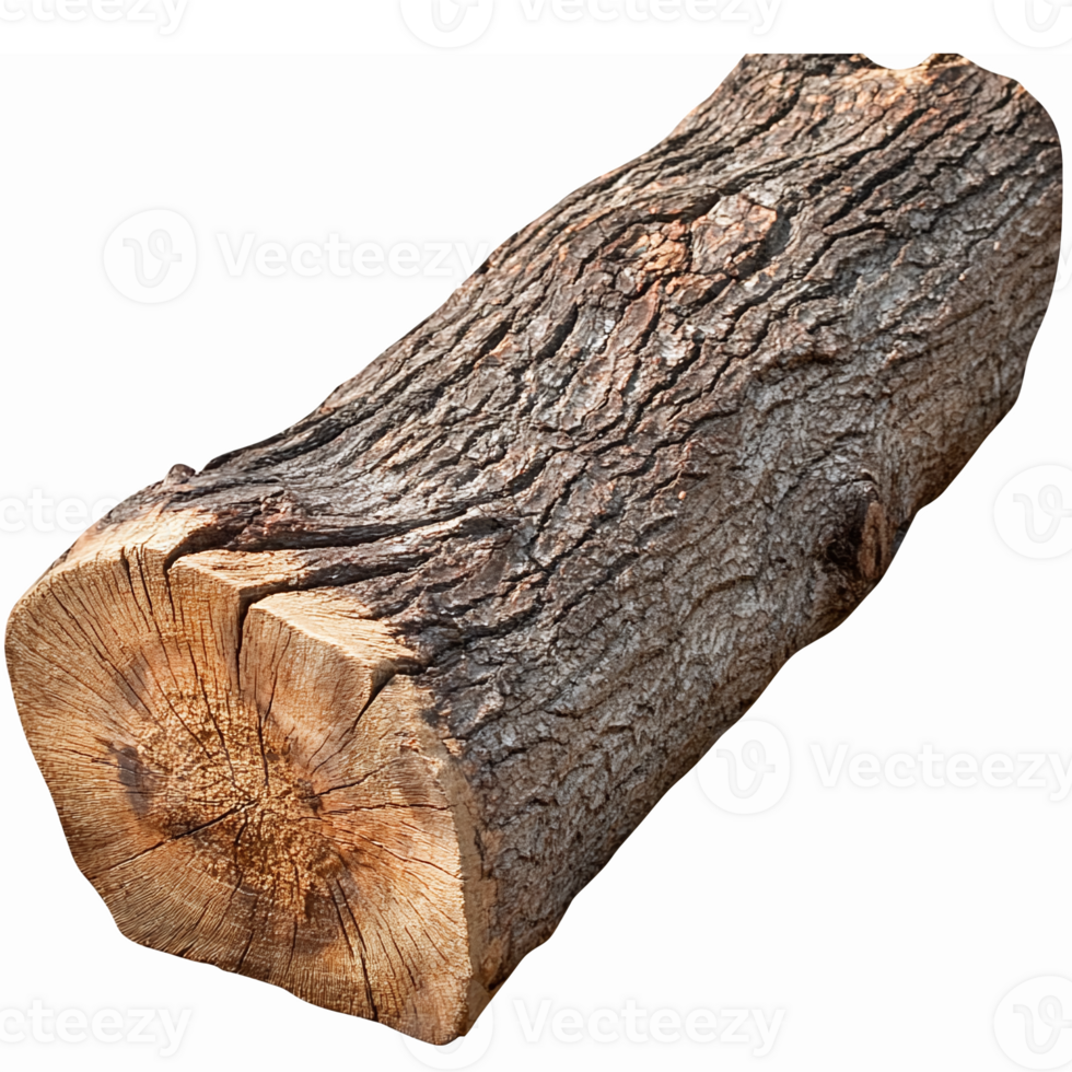 Natural Wooden Log with Detailed Bark Texture and Rustic Appearance for Crafting and Decoration png