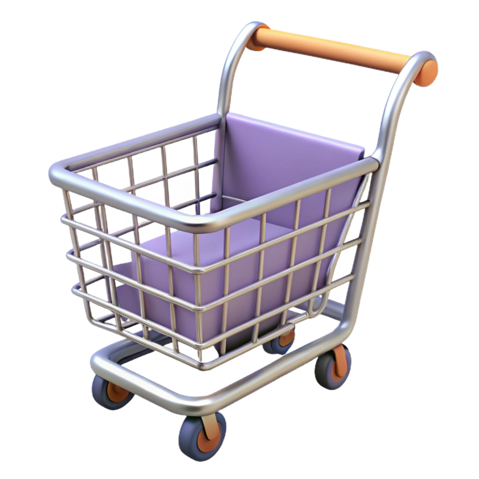 beautiful minimalist A shopping cart, empty, high resolution png