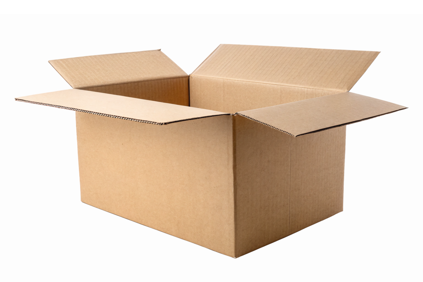 Open Cardboard Box on Transparent Background for Shipping Packaging and Storage Solutions png