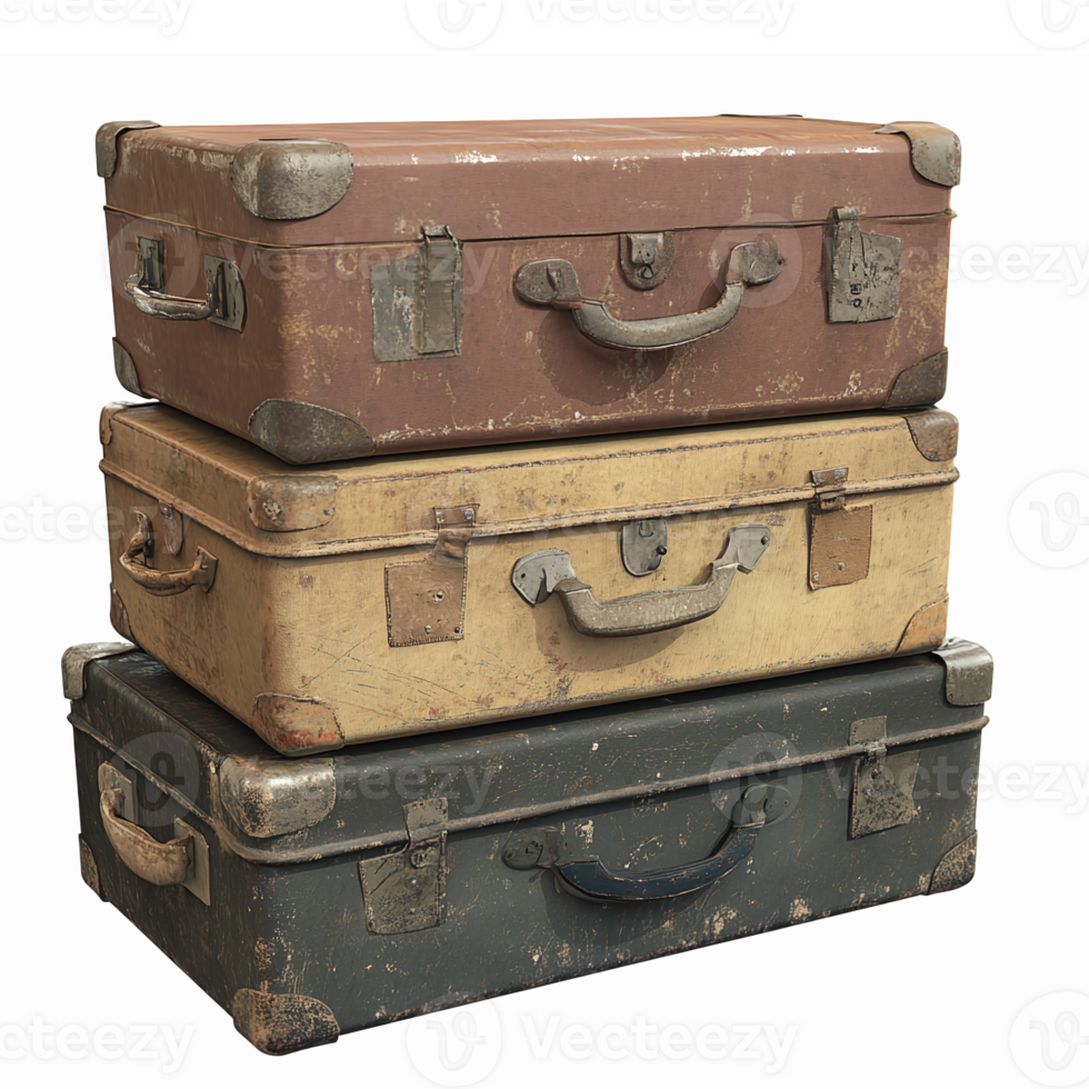 Vintage Suitcases Stack Decor Retro Travel Accessories for Home and Event Decoration png
