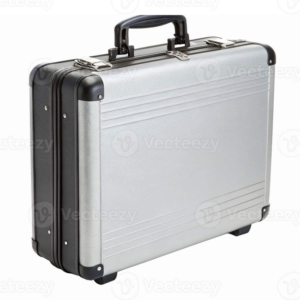 Stylish Silver Briefcase with Secure Lock Mechanism Perfect for Business Travel and Storage png