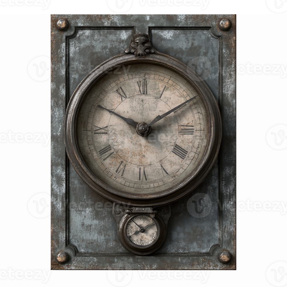 Antique Wall Clock with Roman Numerals Decorative Timepiece Vintage Design png