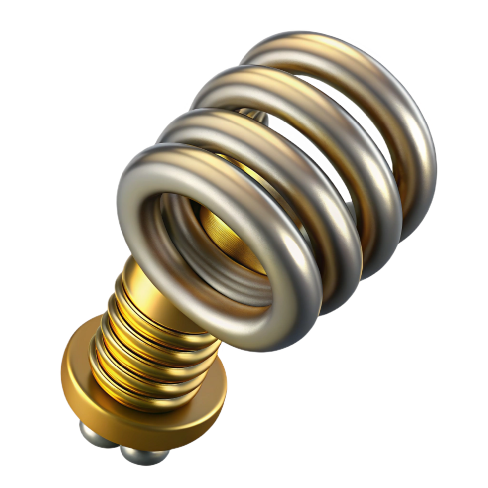 impressive traditional Steampunk spring with tightly coiled metal and brass accents detailed png