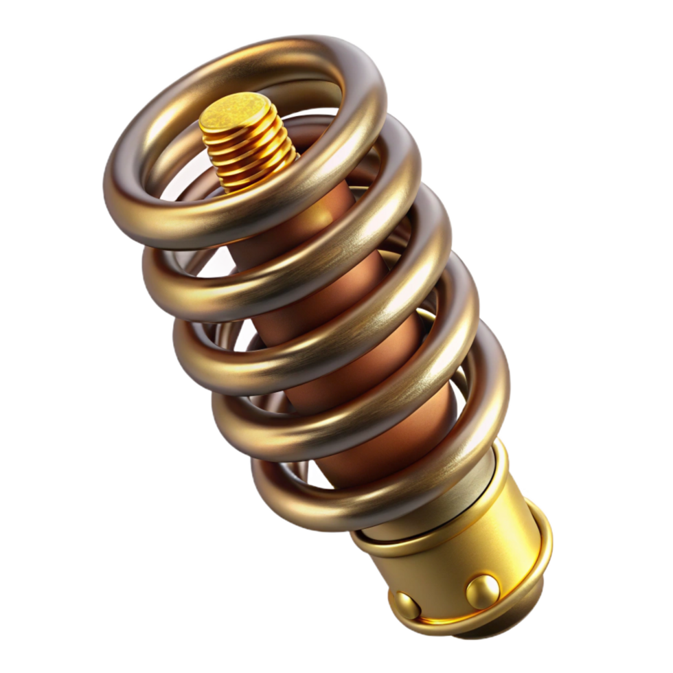 wonderful creative Steampunk spring with tightly coiled metal and brass accents authentic png