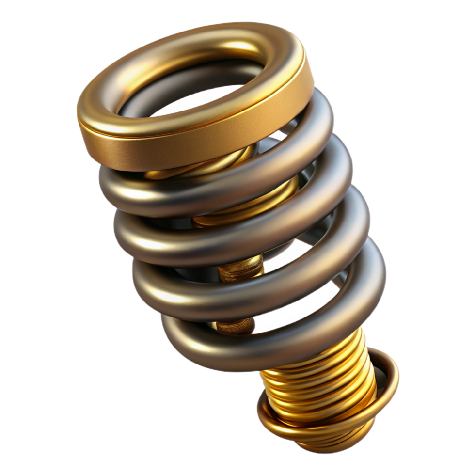 vibrant artistic Steampunk spring with tightly coiled metal and brass accents exclusive png
