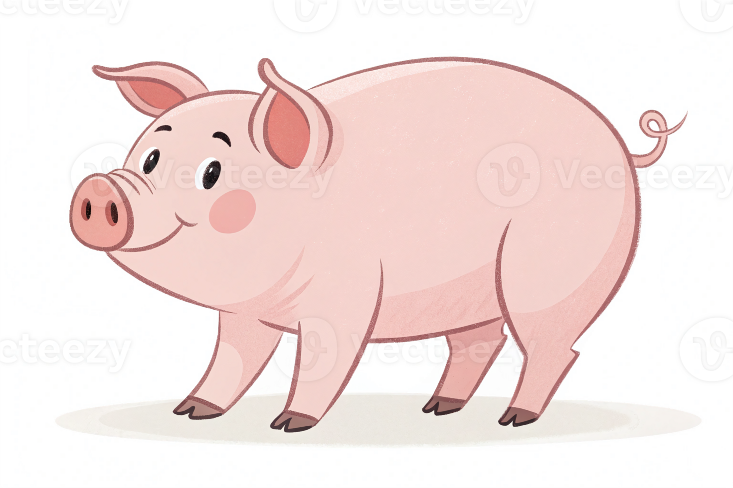 Cheerful Cartoon Pig Character with a Playful Expression on a Transparent Background png