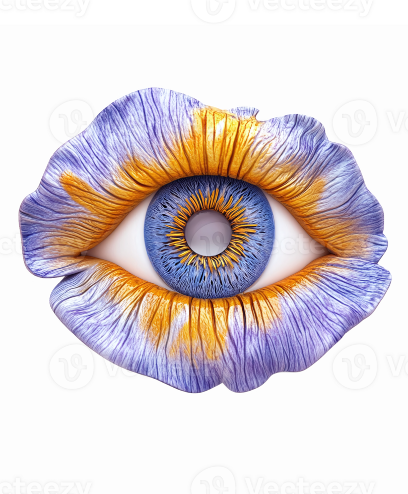 Vibrant Colorful Eye Surrounded by Flower Petals Design for Creative Projects png