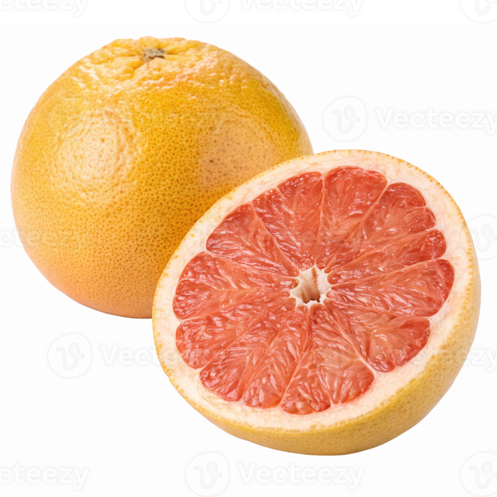 Juicy Grapefruit Slices and Whole Yellow Grapefruit on Transparent Background for Healthy Recipes png