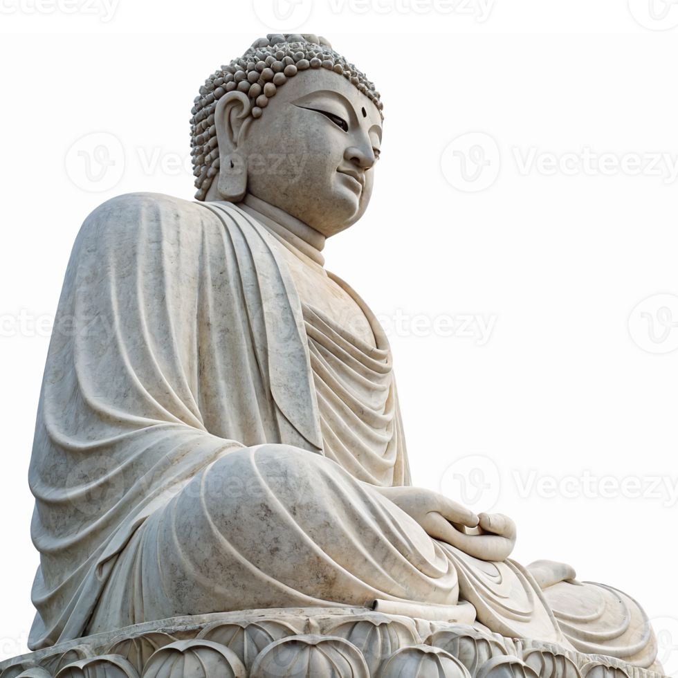 Serene Buddha Statue in Meditative Pose Representing Peace and Tranquility png