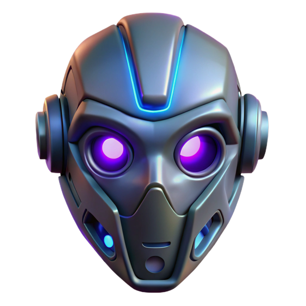 impressive rustic Cyberpunk mask with glowing LED lights high quality png