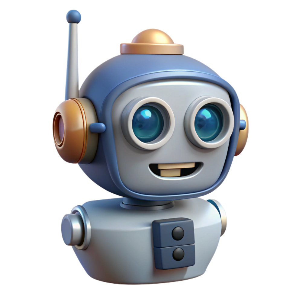 vibrant classic Robot head with antenna and camera lens detailed png