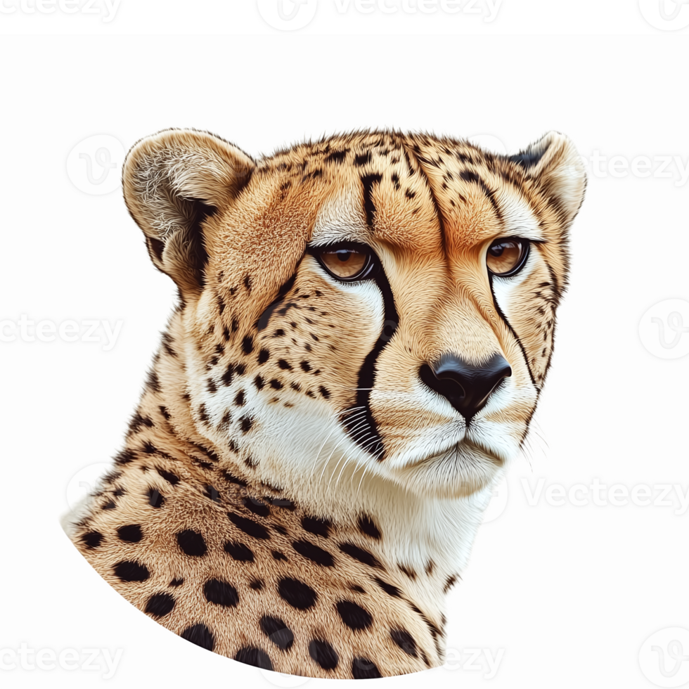 Realistic Cheetah Head Illustration on Transparent Background for Wildlife and Nature Projects png