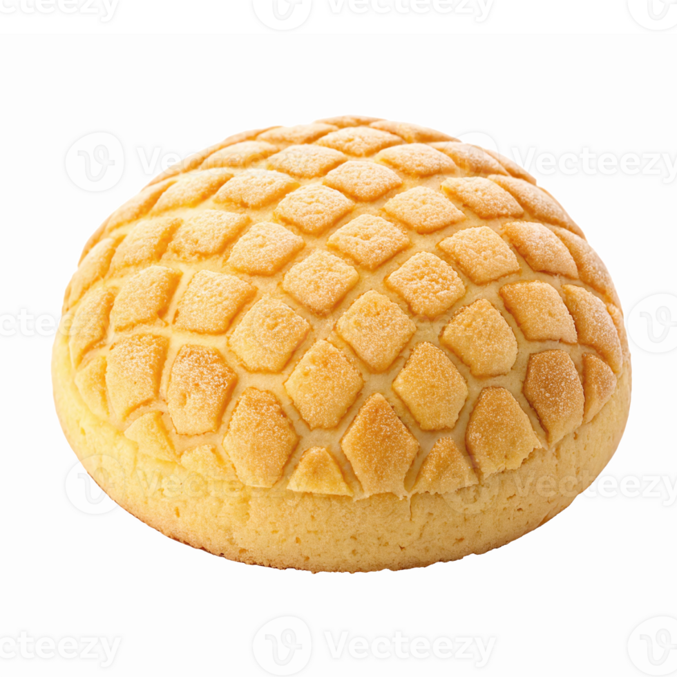 Freshly Baked Sweet Melon Bread with Honeycomb Texture on Transparent Background png