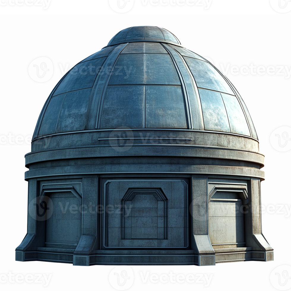 Futuristic Observatory Building Design with Dome Structure and Detailed Textures png
