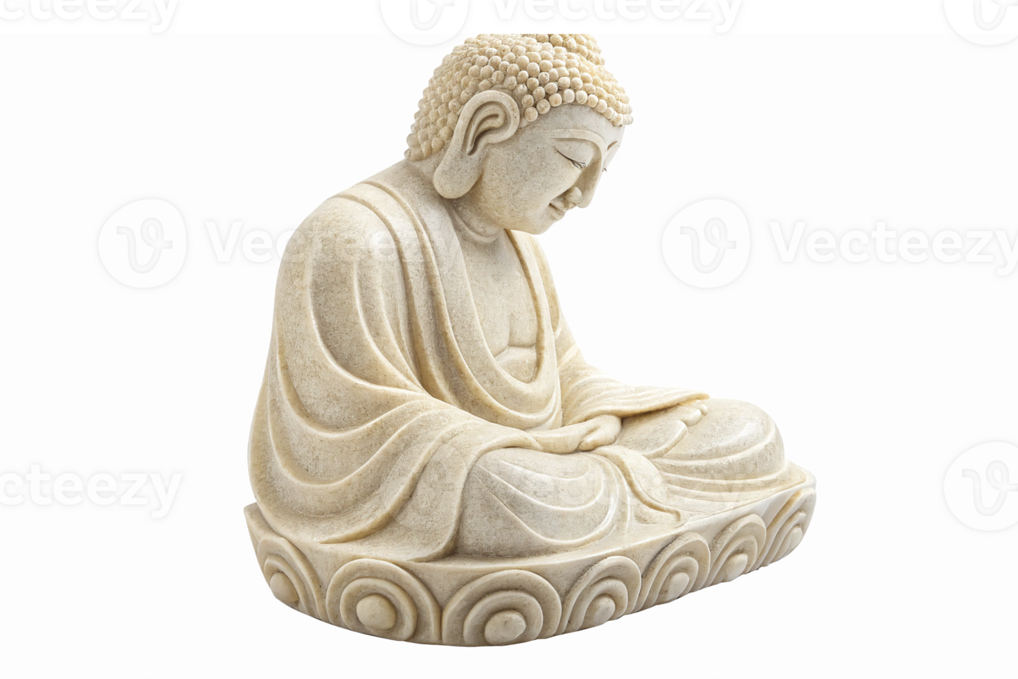Elegant Buddha Sculpture Meditating on a Serene Base Ideal for Relaxation and Spiritual Decor png