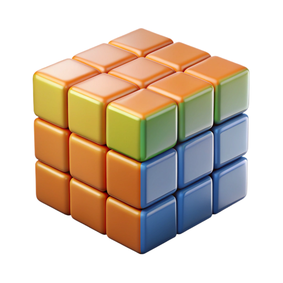 wonderful rustic A Rubik's Cube, partially solved authentic png