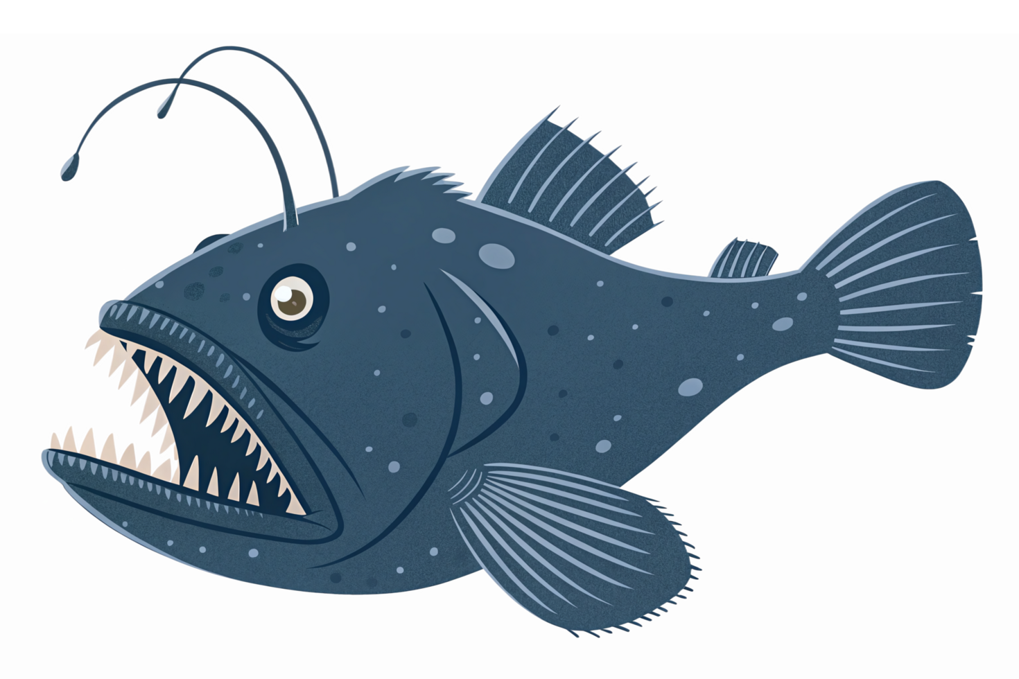 Realistic Anglerfish Illustration with Detailed Features and Transparent Background png