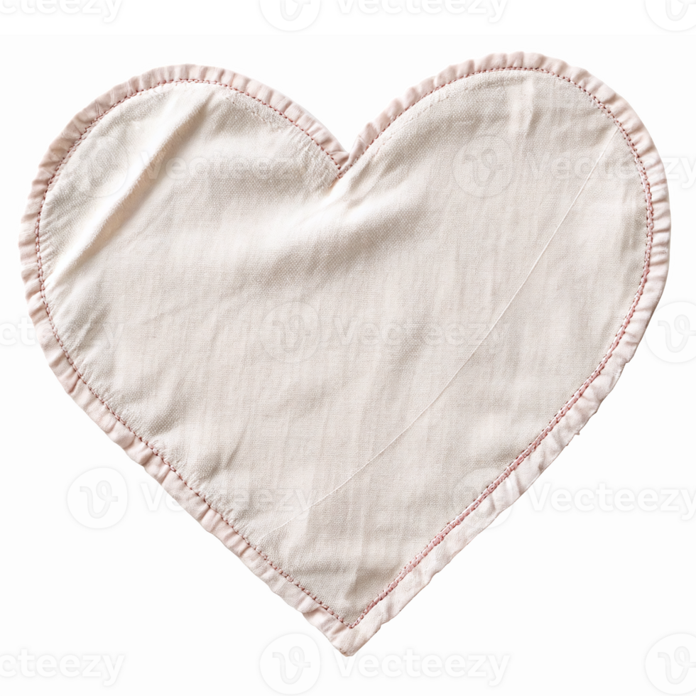 Heart Shaped Fabric Patch with Simple Stitching for Craft Projects and DIY Decorations png