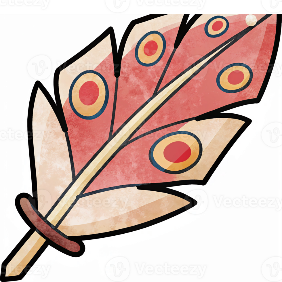 Colorful Artistic Feather with Unique Patterns for Creative Projects and Designs png