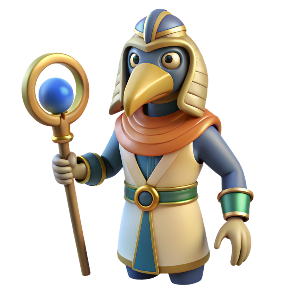 beautiful artistic Thoth, Egyptian god of writing, ibis-headed, high resolution png