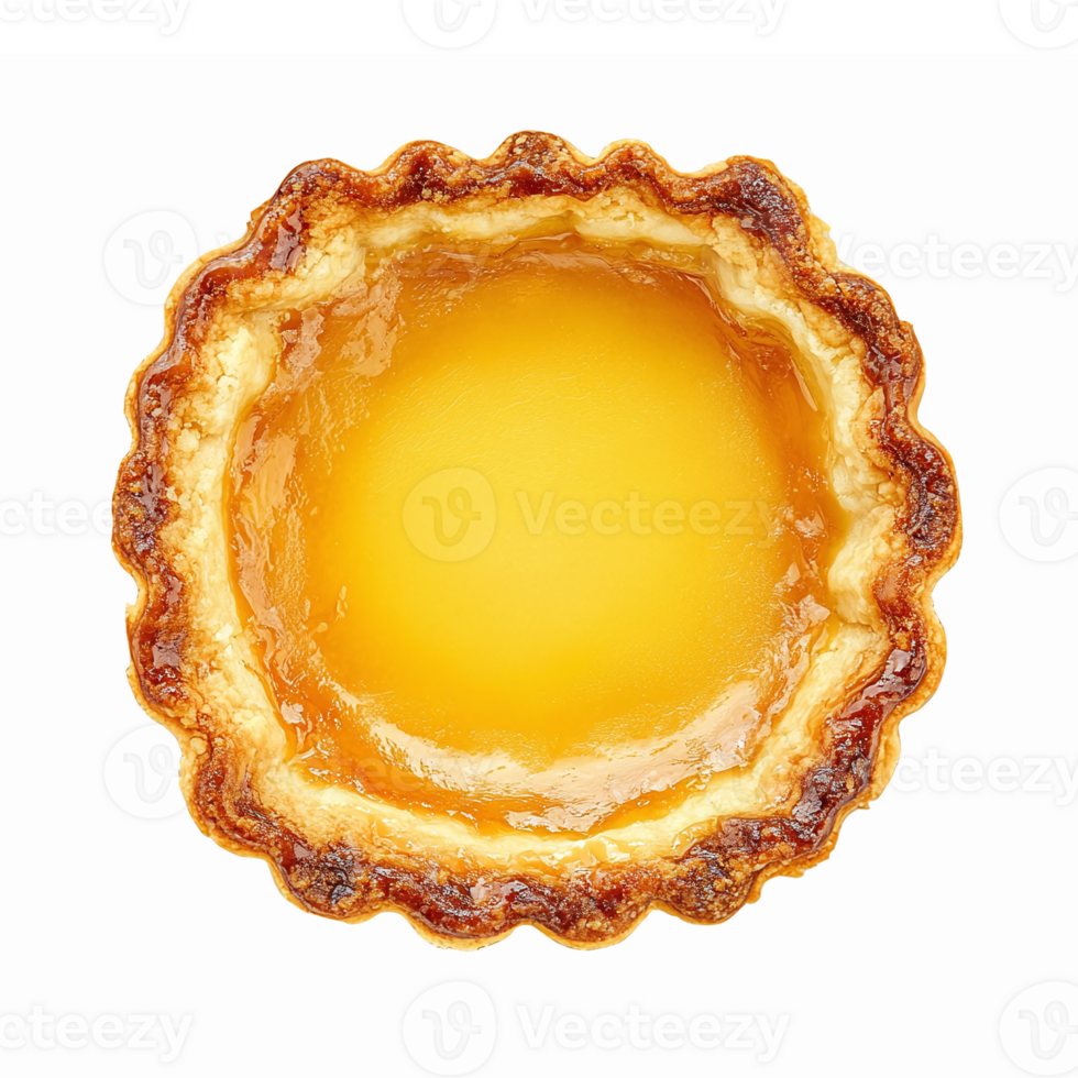 Delicious Golden Egg Tart with Flaky Crust and Smooth Filling on Transparent Background png