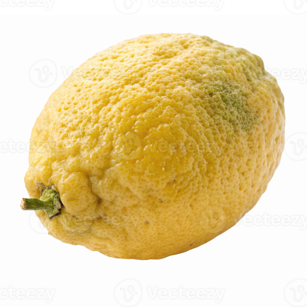 Detailed Close-up of Freshly Picked Yellow Lemon with Natural Texture and Vibrant Color on Transparent Background png