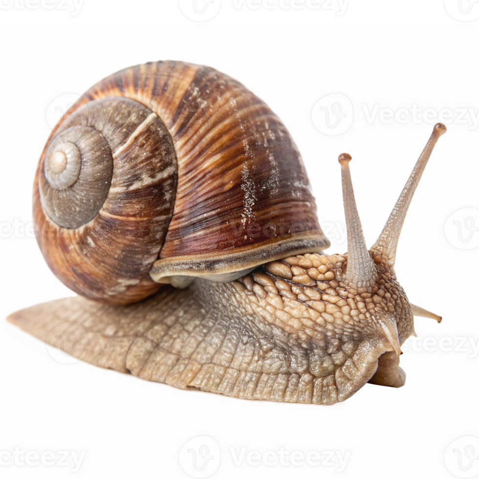 Detailed Realistic Snail with Shell on White Background for Nature or Gardening Themes png