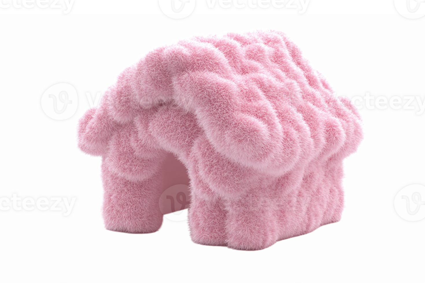 Fluffy Pink House Shaped Structure with Soft Textures for Whimsical Home Decor and Animation png