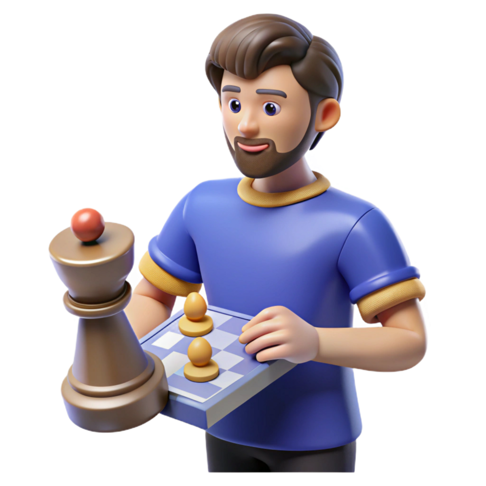wonderful minimalist Strategic gamer planning their next move high resolution png