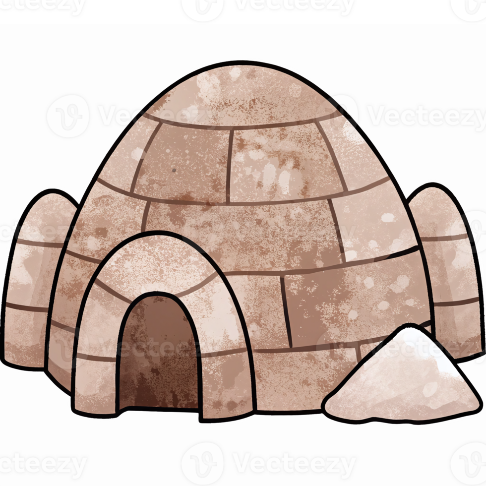 Igloo Structure Illustration with Stylized Details for Educational and Informative Use png