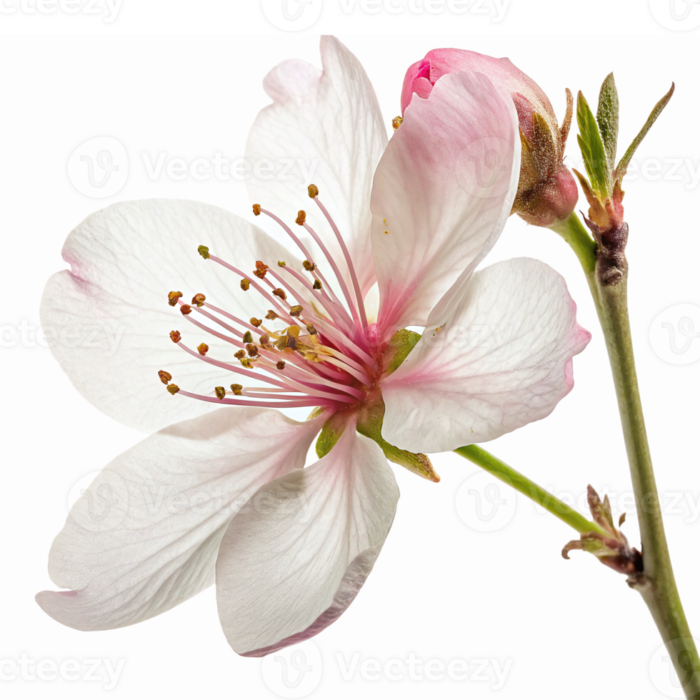 Delicate Cherry Blossom Flower with Soft Pink Hues and Elegant Petals on a Transparent Background png