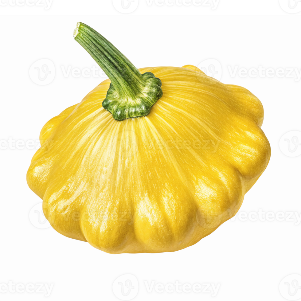 Realistic Yellow Pattypan Squash Illustration with Detailed Texture and Transparent Background png