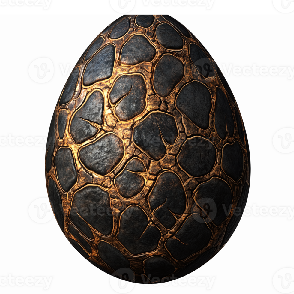 Realistic Textured Dragon Egg with Scales and Metallic Finish on Transparent Background png