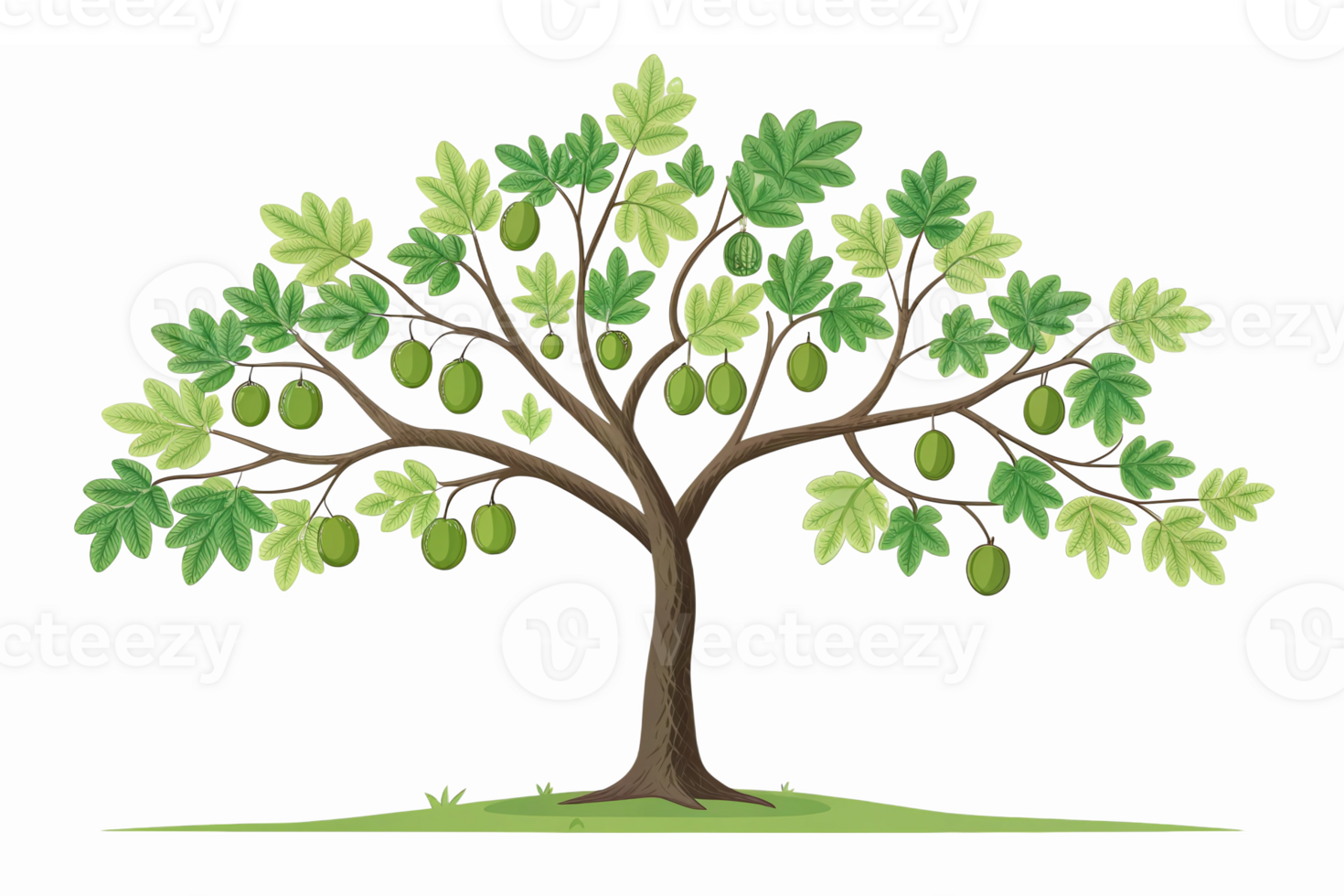 Lush Green Olive Tree with Ripe Olives and Vibrant Foliage on Transparent Background png