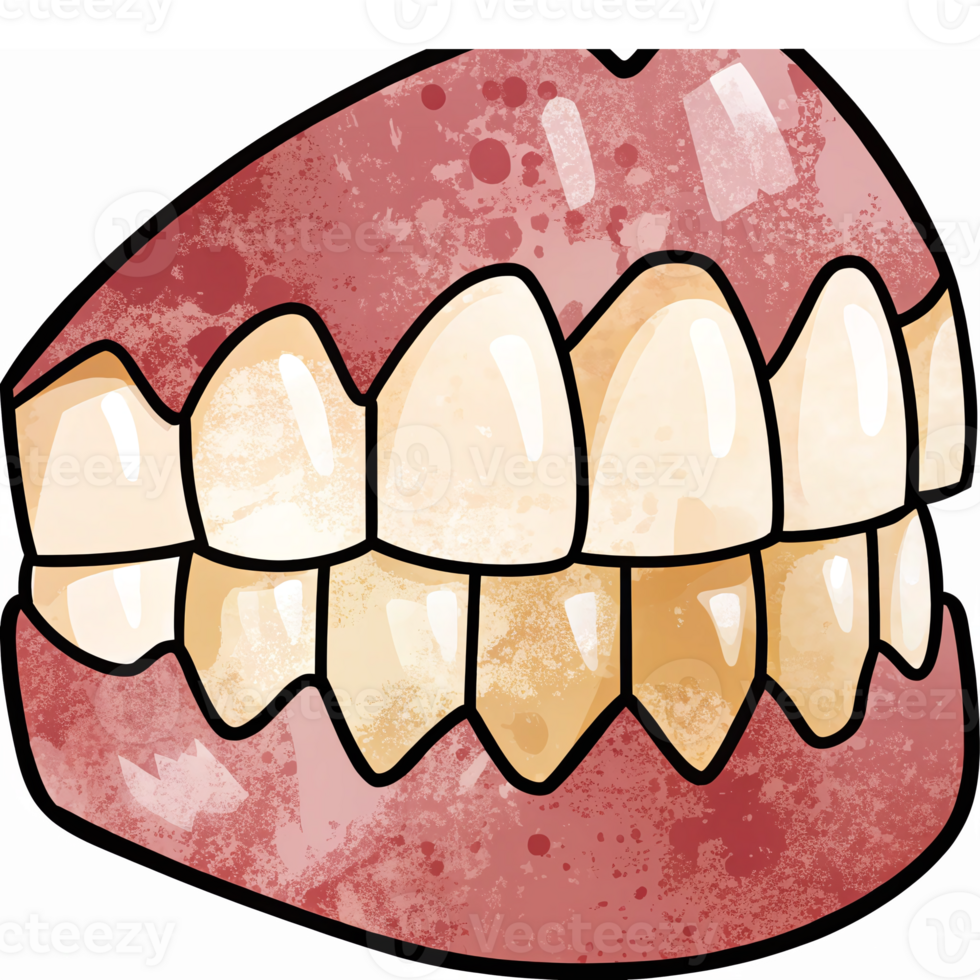 Realistic Cartoon Style Illustration of Smiling Teeth Close-Up with Detailed Enamel Texture png