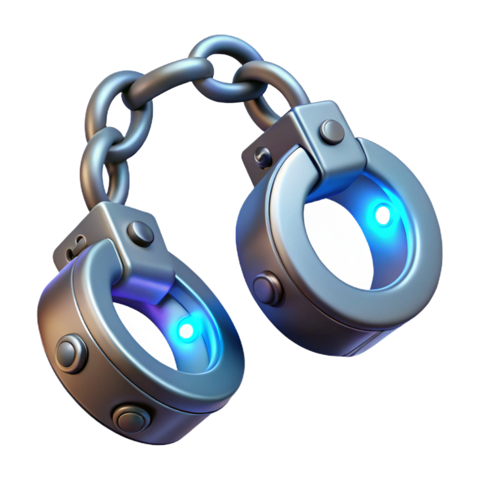 beautiful contemporary Futuristic Handcuffs, glowing energy restraints 4K png