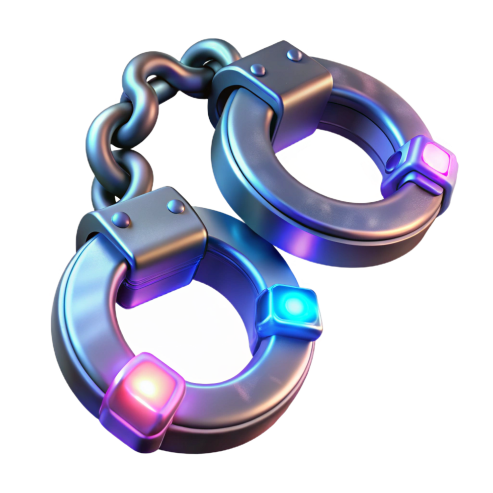 vibrant creative Futuristic Handcuffs, glowing energy restraints high quality png