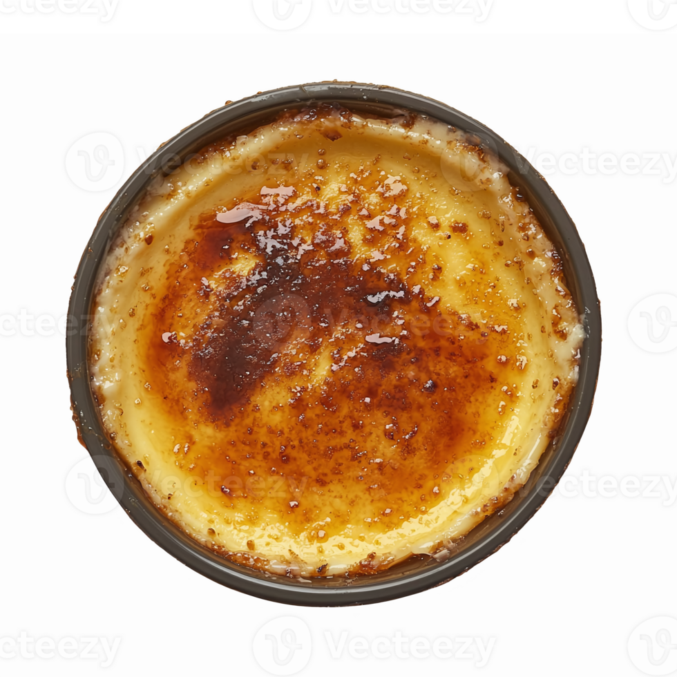 Delicious Creme Brulee Dessert with Caramelized Sugar and Creamy Custard on Transparent Background png