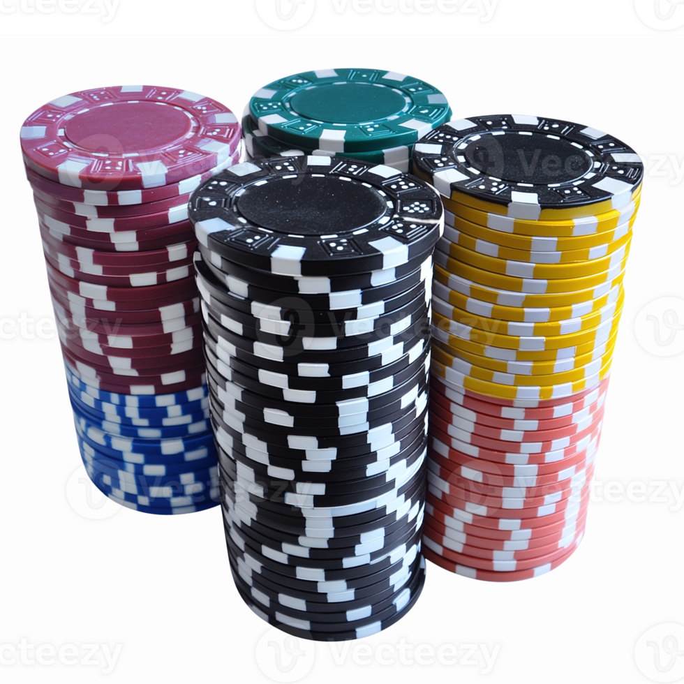 Colorful Casino Poker Chips Stacked in Multiple Colors for Gambling and Game Night png