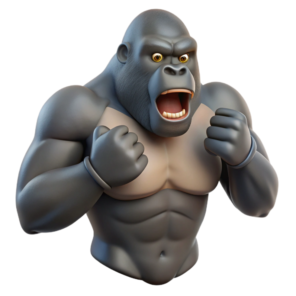 serene traditional Gorilla, silverback, beating chest, authentic png