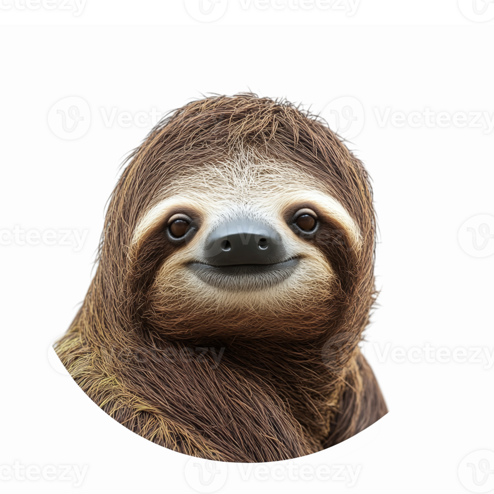 Charming Smiling Sloth Illustration with Realistic Features on Transparent Background png