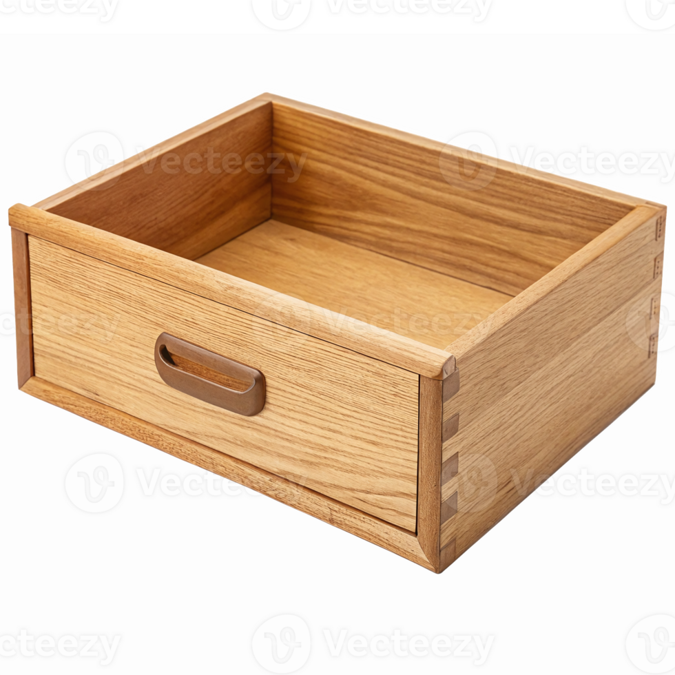 Wooden Storage Drawer Empty Natural Finish Ideal for Organizing Office Supplies or Home Items png