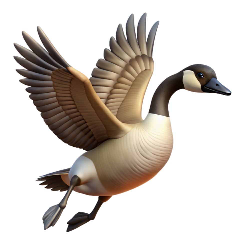 impressive minimalist Goose, Canada goose, flying pose, high resolution png