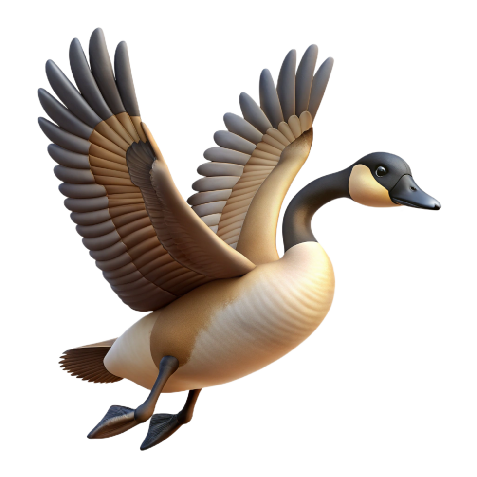 stunning contemporary Goose, Canada goose, flying pose, professional png