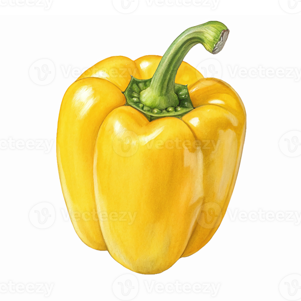 Realistic Yellow Bell Pepper Illustration on Transparent Background for Culinary Designs png