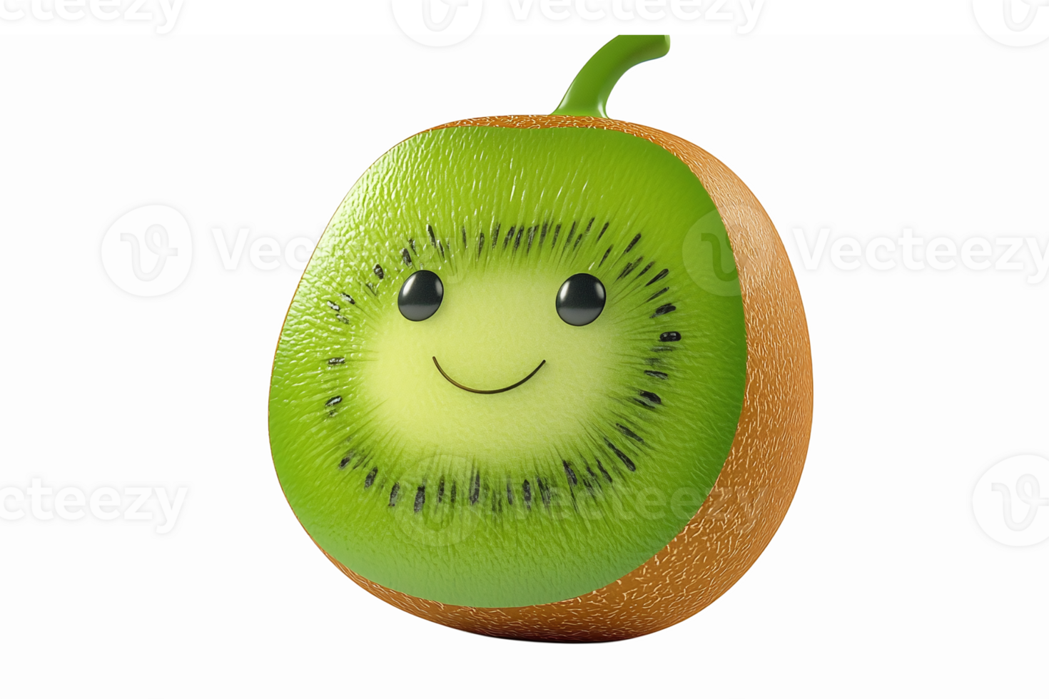 Cute Cartoon Kiwi Fruit Character with a Smile and Transparent Background for Fun Designs png