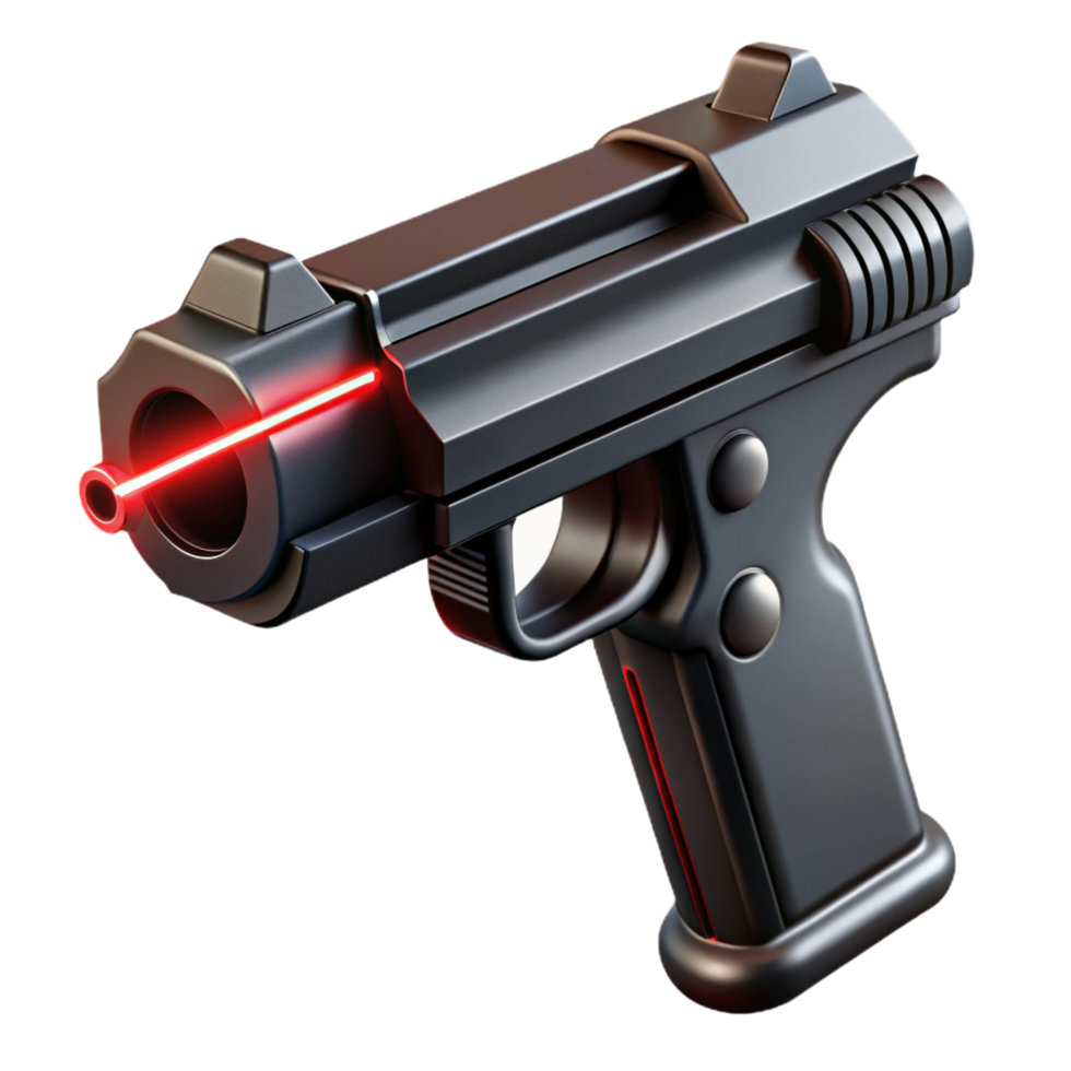 impressive contemporary Laser pistol, sleek, black, red laser sight professional png