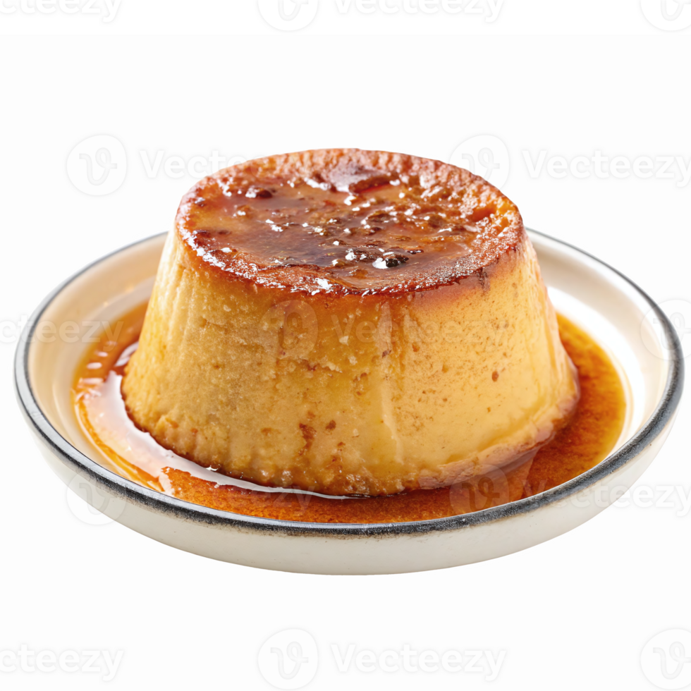 Delicious Caramel Flan Dessert on Plate with Sweet Syrup for Gastronomy and Culinary Designs png