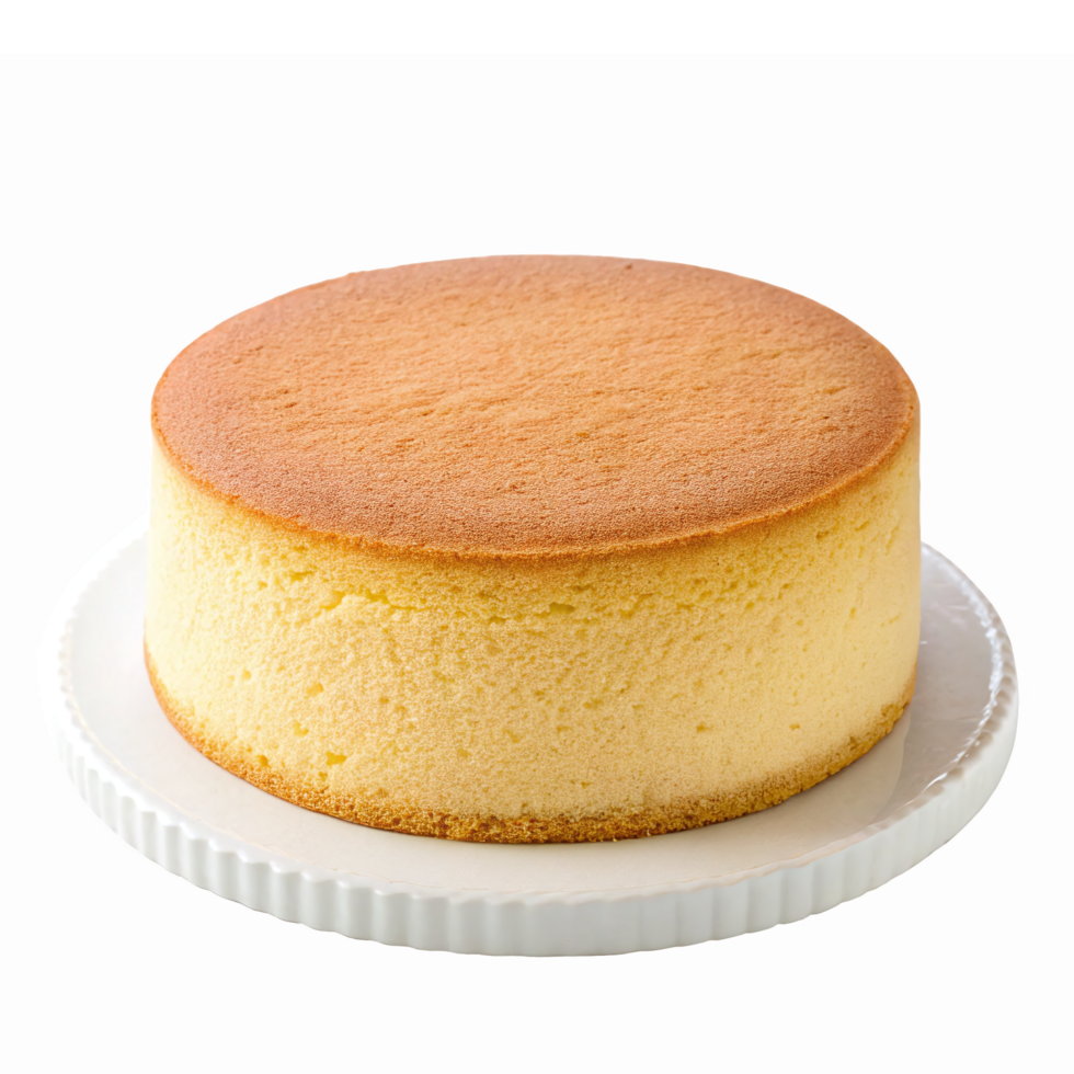 Fluffy Japanese Cheesecake on White Plate with Smooth Creamy Texture and Light Golden Top png
